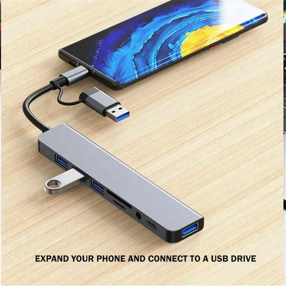 HUB USB 3.0 de 5Gbps, HUB USB C, Estación de Acoplamiento USB C, Transmisión de Alta Velocidad, Adaptador OTG Splitter, HUB TIPO C para Laptop Macbook