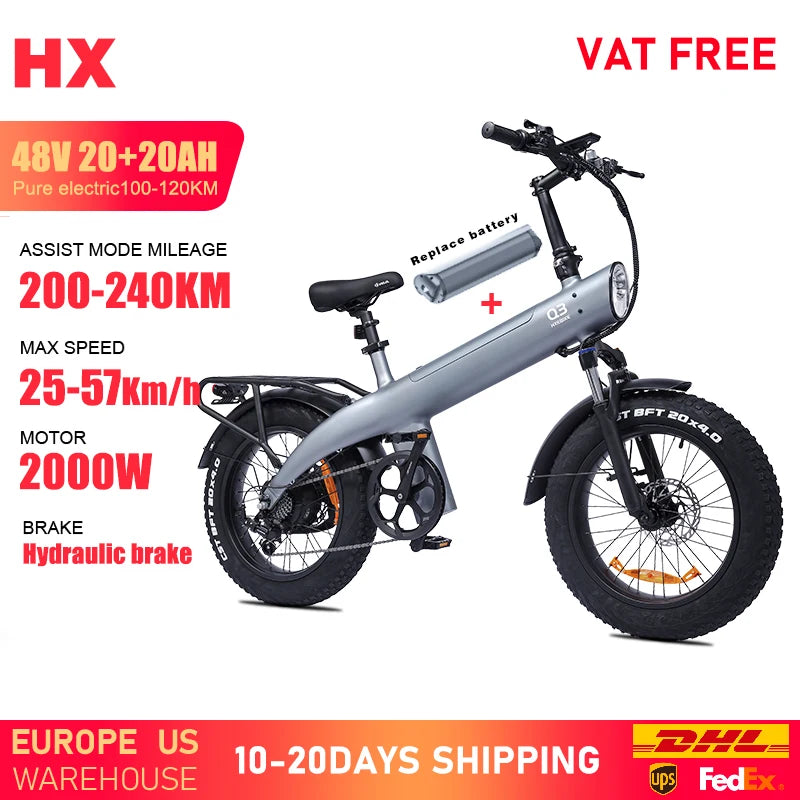 HX Q3 e bike 2000W electric bike 48V 20AH Adult E bike 20Inch Tire Off-Road fatbike City Electric bicycle  Mountain e bikes