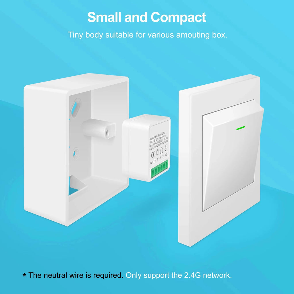 16A Mini Wifi Switch DIY 2-way Control Breaker Timing Relay Smart Home Works With Tuya Smart Life App Alexa Alice Google Home