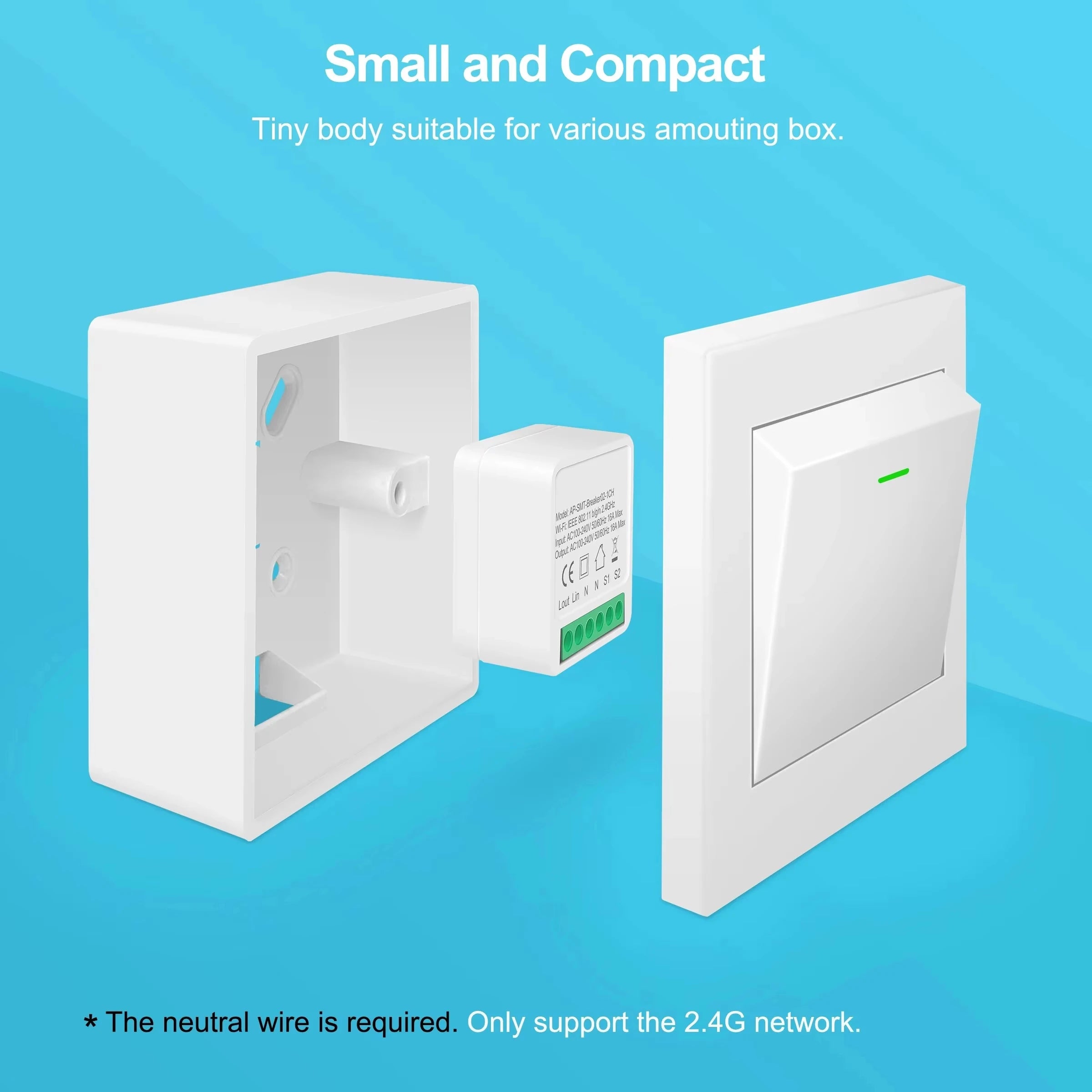 16A Mini Wifi Switch DIY 2-way Control Breaker Timing Relay Smart Home Works With Tuya Smart Life App Alexa Alice Google Home