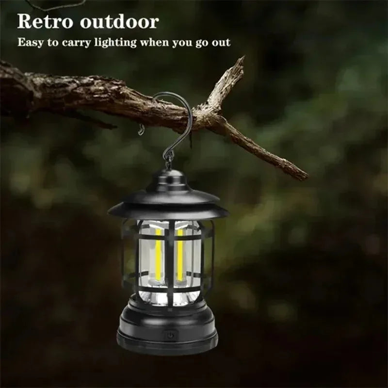 Rechargeable Camping Lantern Stepless Dimming COB Portable Waterproof for Hiking Fishing Emergency Home Power Outages Indoor Out