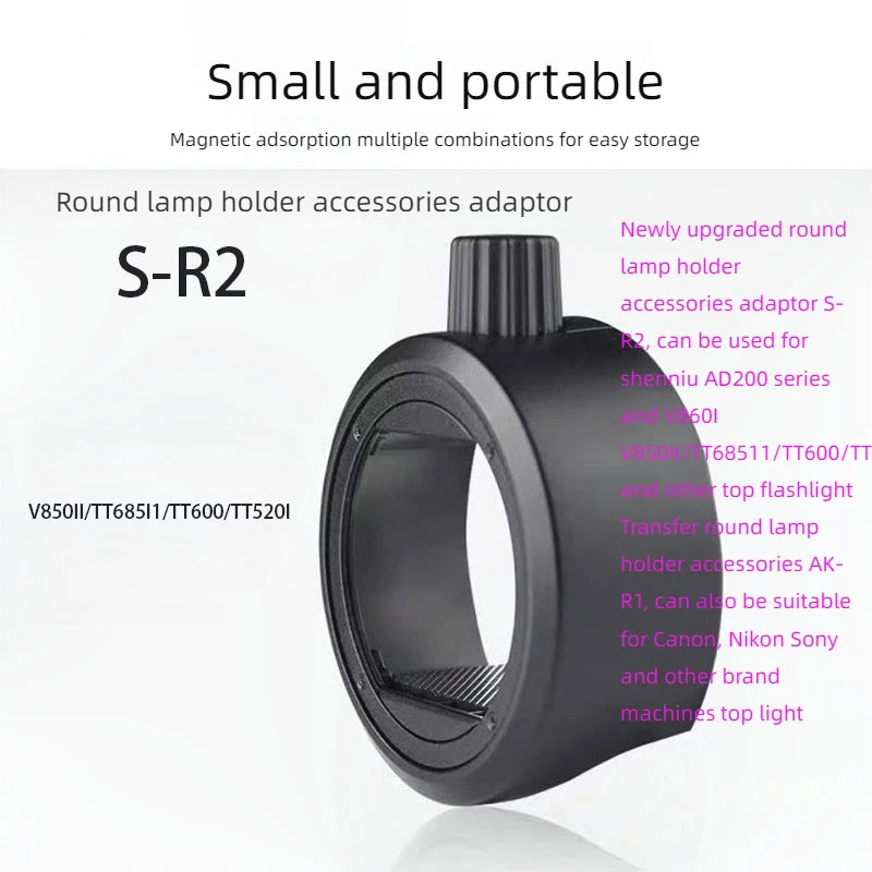 Shenniu AKR1 round lamp head magnetic attachment ad200pro accessory V1 flash semi-circular soft light cover set-top flash light