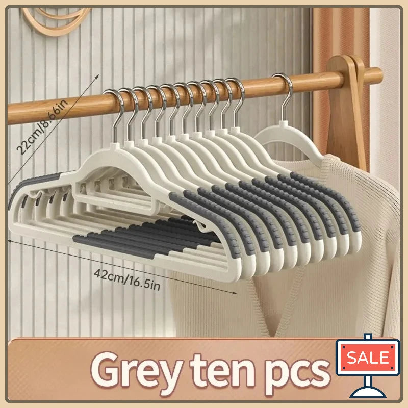 Hot-selling 10-piece set of household double-hook non-slip hangers no-mark drying suitable for both wet and dry clothing storage