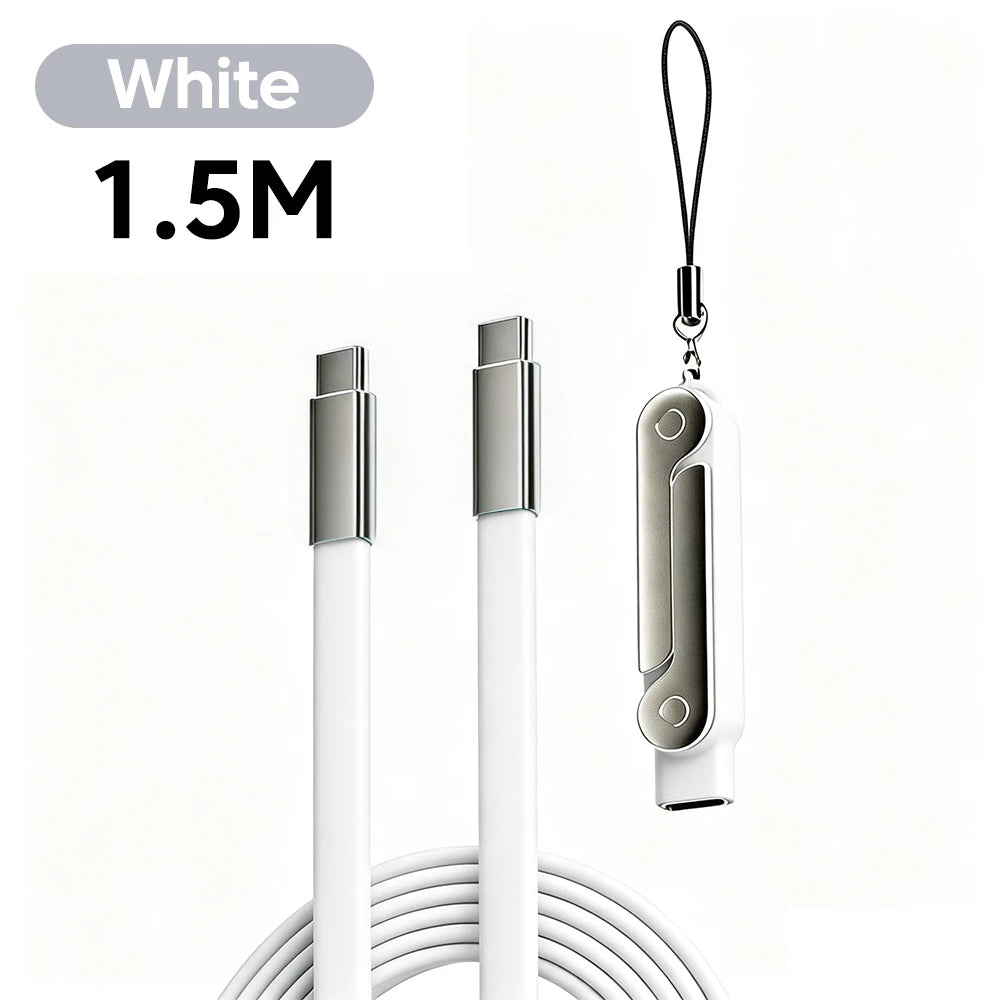 240W 2-in-1 USB C To Type C Fast Charging Foldable Bracket Data Cable For iPhone 17 Oneplus Detachable Cables tipo c Adapter