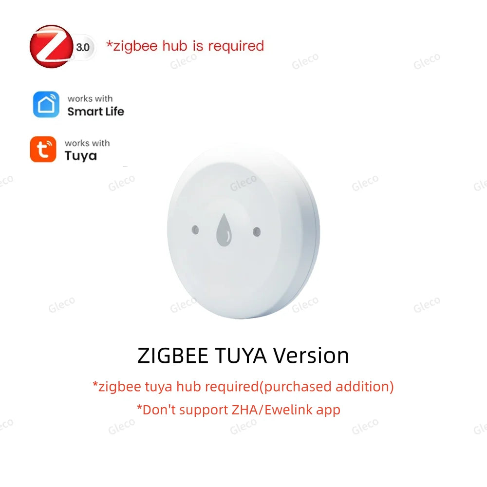 Zigbee Water Leak Sensor Flood Leakage Detector Linkage Alarm Sensor for Kitchen/Bathroom Support Tuya Smart Life Zigbee2mqtt