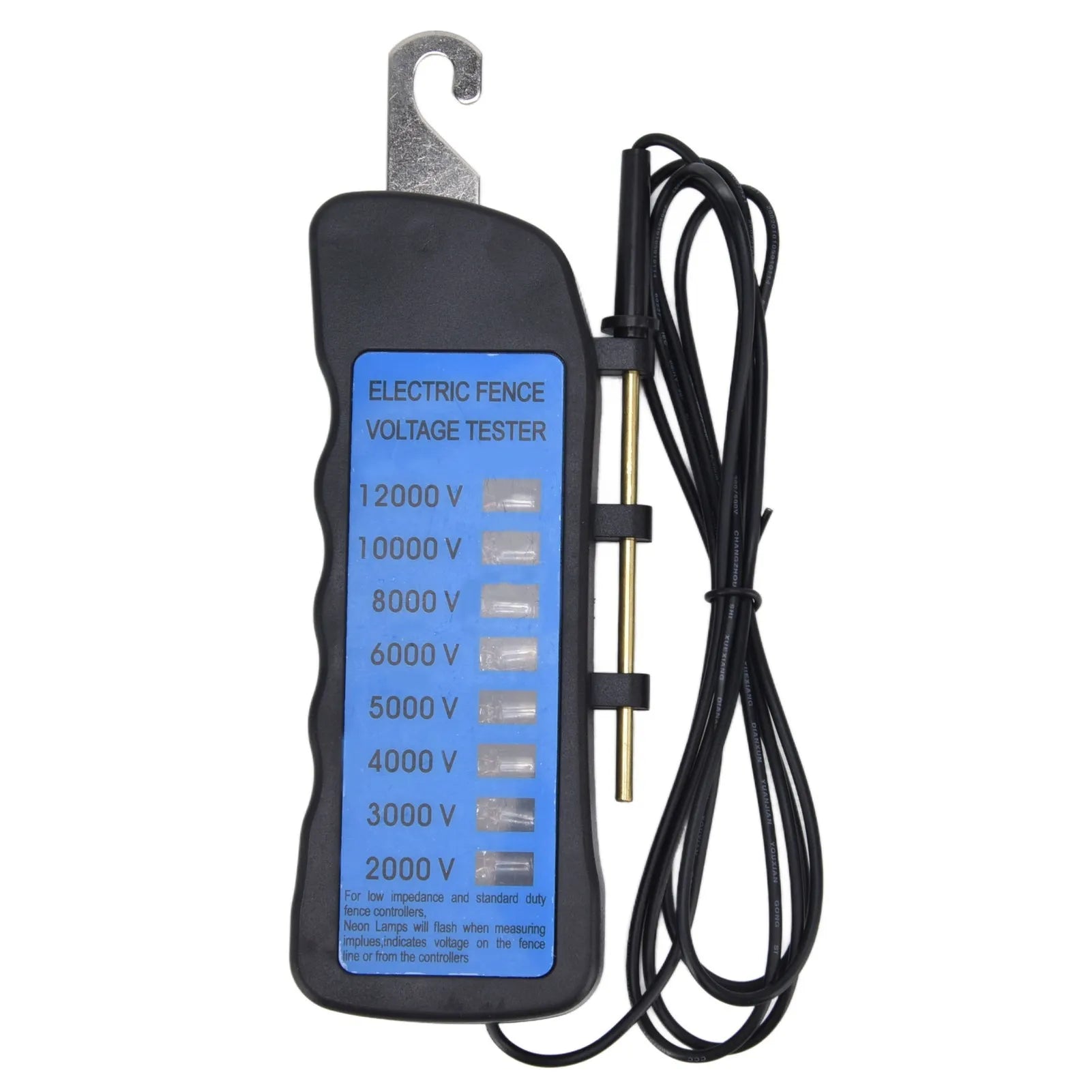 Comprobador de cercas impermeables 12KV Comprobador de voltaje de cercas de neón de 2000 a 12000V 8 luces indicadoras de neón Comprobador de cercas impermeables para granjas