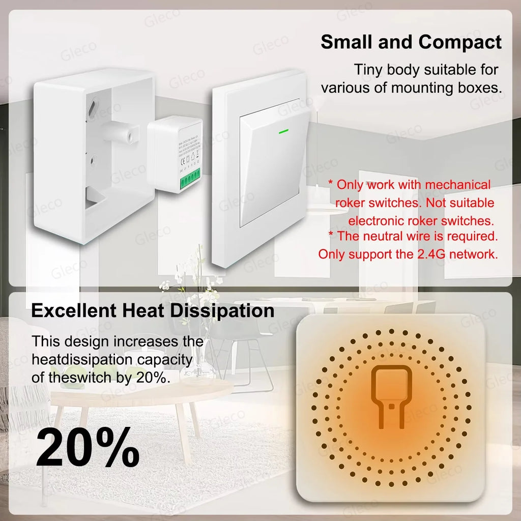 16A Wifi /Zigbee 3.0 Mini Smart DIY Switch 2 Way Control Smart Home Relay Automation Breaker Works With Alexa Google Home