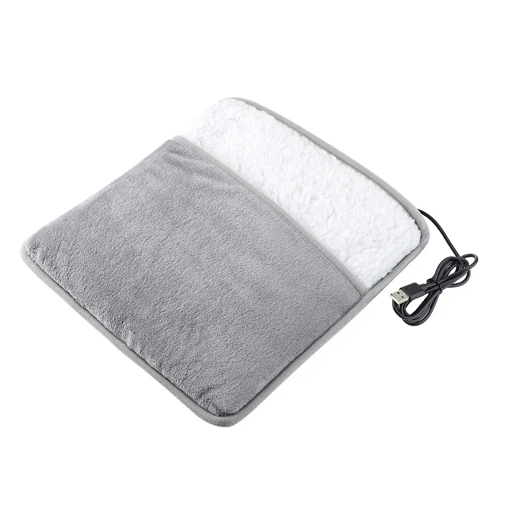 Manta eléctrica de invierno para pies con calefacción USB, almohadilla de felpa suave y lavable para calentar los pies, calentador para mejorar el sueño, alfombrilla térmica doméstica para pies