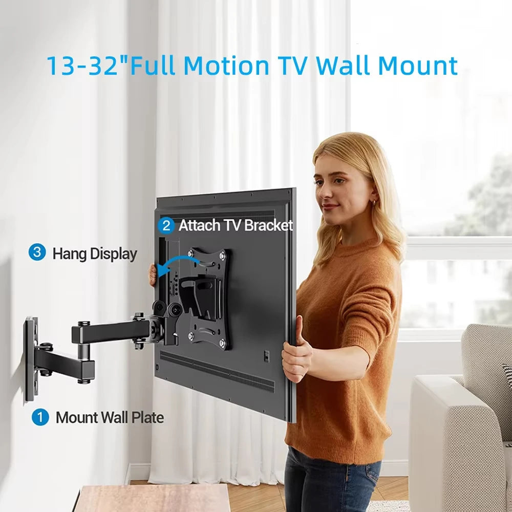 Soporte de pared para monitor de TV, LCD LED, soporte de TV ajustable, soporte de pantalla de TV, soporte de marco de TV para televisores de 10 a 32 pulgadas