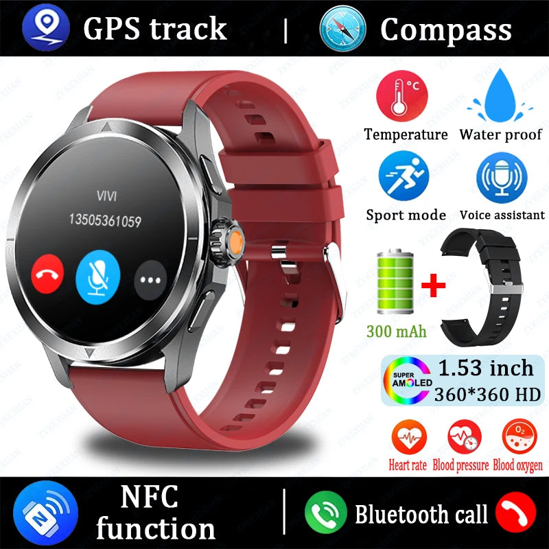 Original S4 Ultra Smart Watch Men  AMOLED Outdoor Sport NFC GPS Track Heart Rate Waterproof Bluetooth Call Smart watch 2025 New