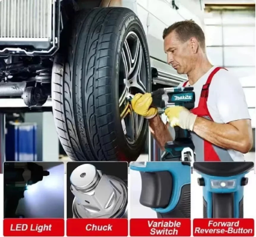 Makita DTW700 1000N.M Torque Brushless Electric Impact Wrench Cordless Electric Drill 1/2" Wrench Power Tools For 18V Battery