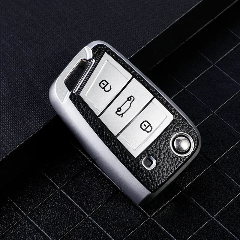 For Volkswagen VW Polo Golf7 MK7 Tiguan for Skoda Octavia Kodiaq Karoq for Seat Ateca Car Key Case Cover Bag Keychain Protector