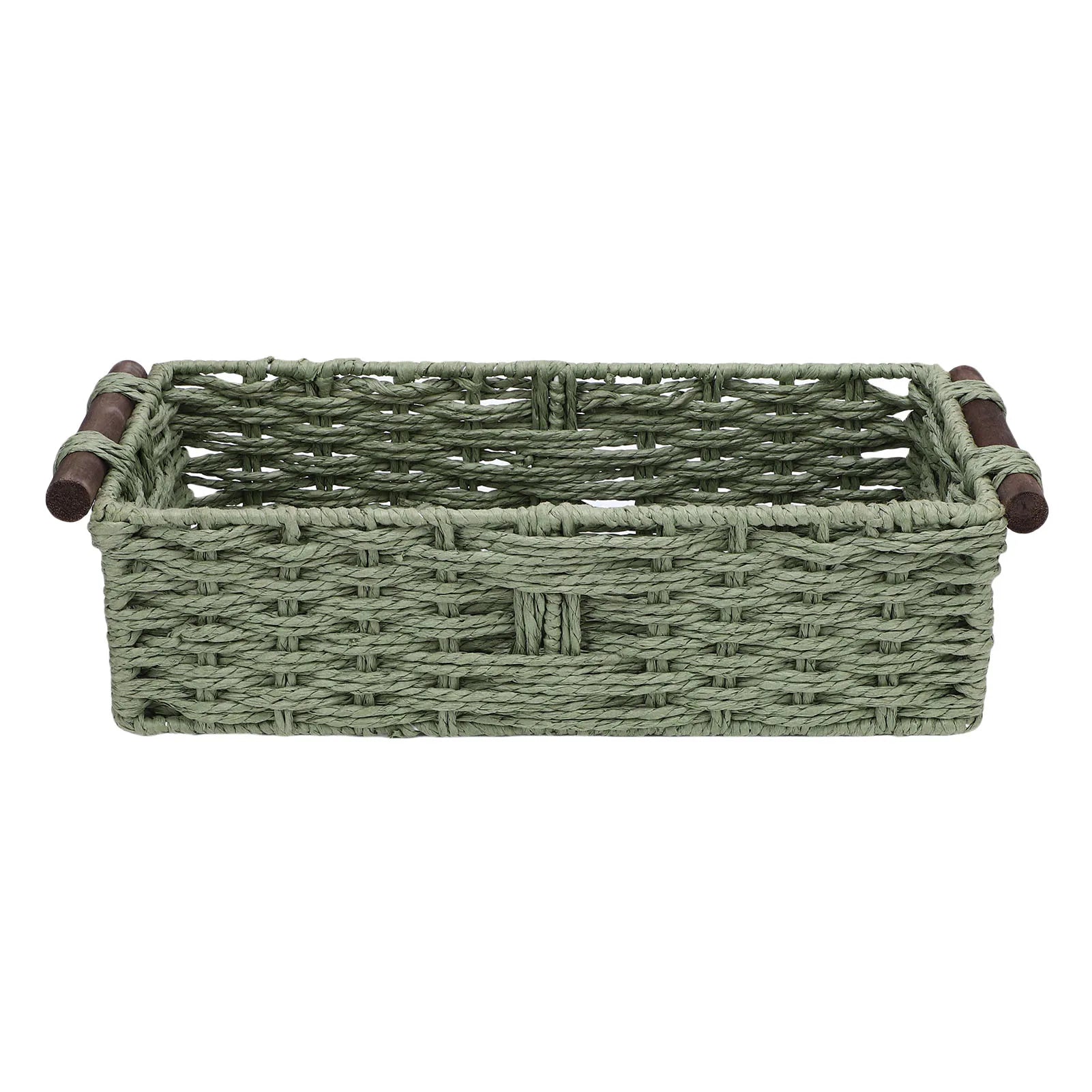 Toilet Paper Basket Handmade Decorative Cabinet Organizer Basket Breathable Wooden Handles Portable Paper Rope for Countertop