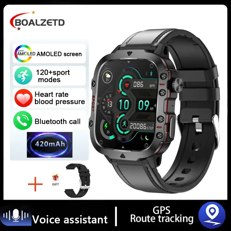 2026 New GPS Outdoor Sports Smart Watch Men Compass barometer Bluetooth call Health Monitoring Smartwatch For IOS Android Gift