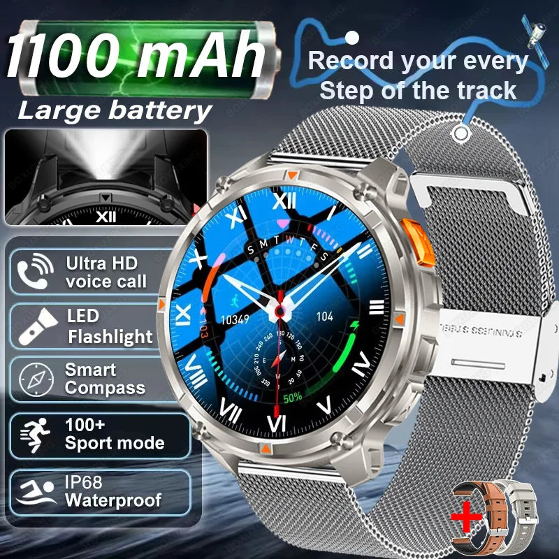 2026 New T-Rex3 Pro 1100mAh Battery Smart Watch Man GPS trajectory Sports Run tracker Outdoor Compass Military Smartwatch Men