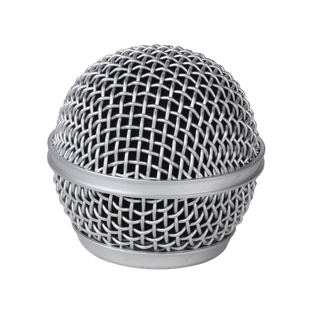 Replacement Microphone Grille (ball) With Built-in Foam Windscreen Mic Head Accessory Metal Mesh Cover For SM58