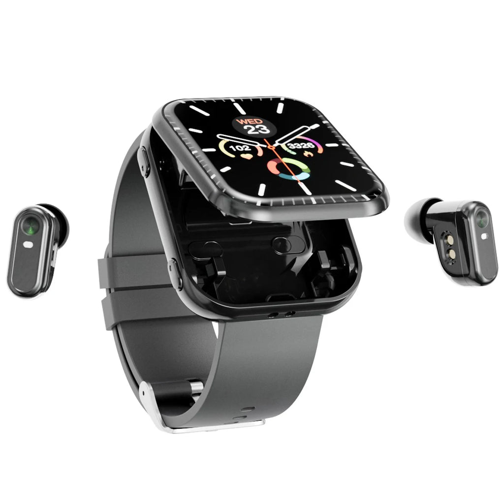 Smartwatch Resistente al Agua 2 en 1 Equipado con Auriculares TWS Smart Watch Hombres Mujeres Deportes Frecuencia Cardíaca Monitoreo de Salud Llamadas BT Música
