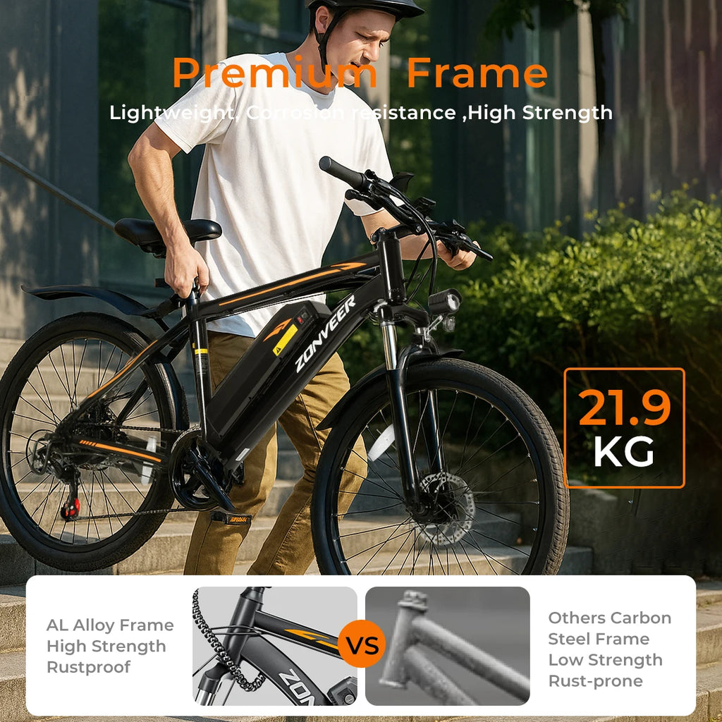 【1 año de garantía】Bicicleta eléctrica M26, motor de pico de 1000W, batería de litio de 360WH, bicicleta eléctrica de ciudad de 26 pulgadas UL2849