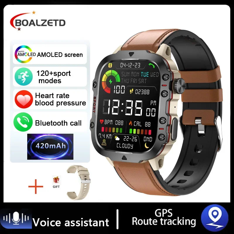 2026 New GPS Outdoor Sports Smart Watch Men Compass barometer Bluetooth call Health Monitoring Smartwatch For IOS Android Gift