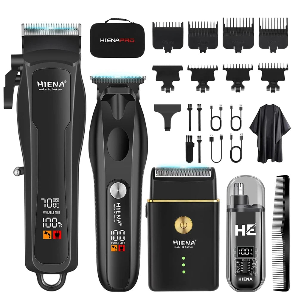 Hair Clippers for Men Professional Cordless Barber T-Blade Beard/Hair Trimmer Set Electric Razor Foil Shaver Nose Men's Hair Cut
