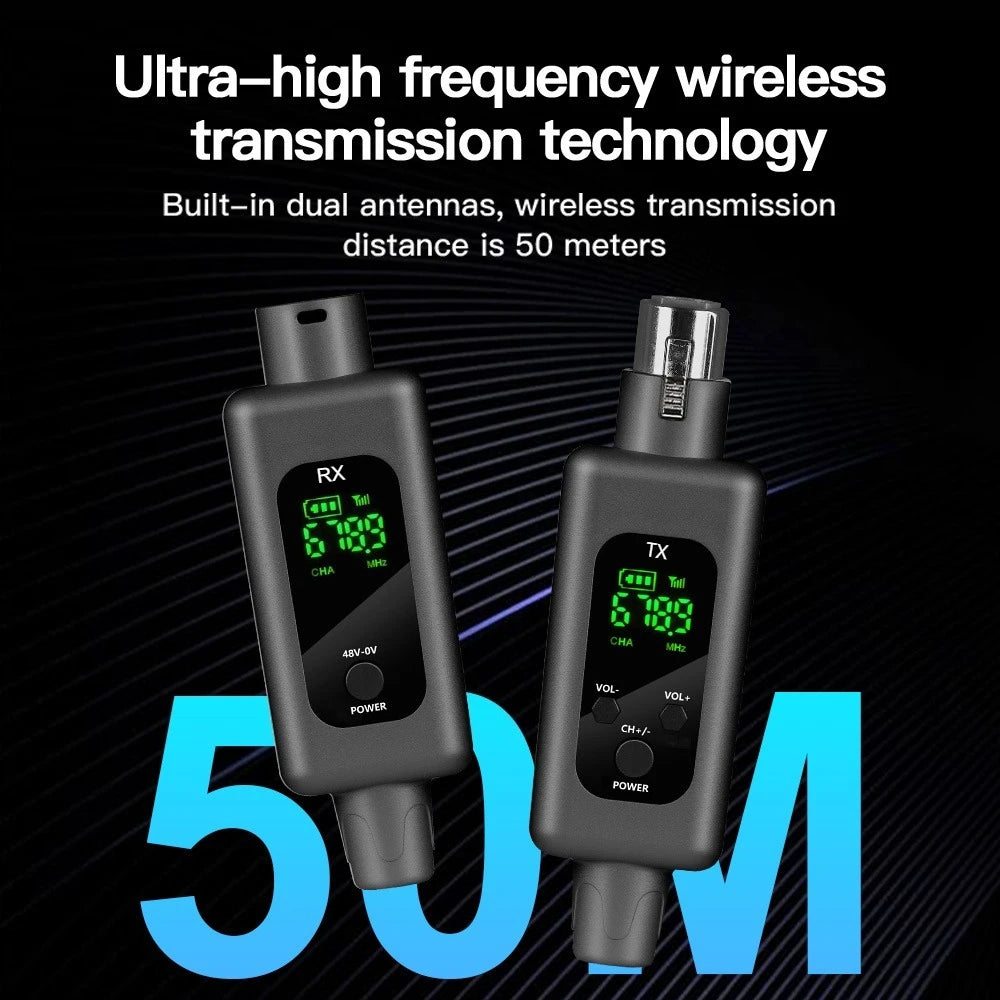 Sistema adaptador XLR para micrófono inalámbrico, transmisor y receptor G-MARK WX70 para micrófono con cable, guitarra y mezclador de audio