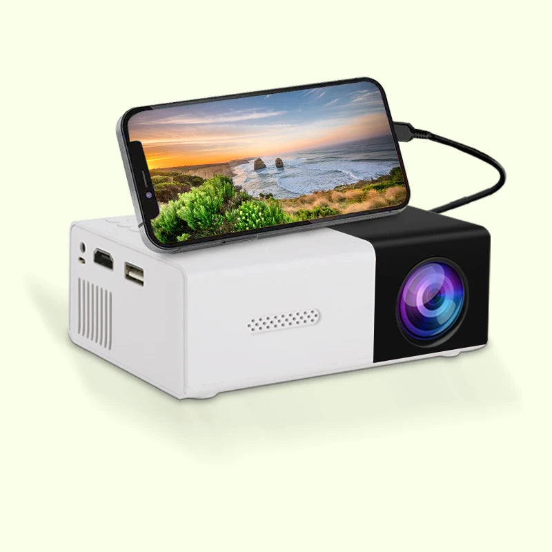 El mini proyector portátil HD YG300 es adecuado para el hogar, exteriores y proyectores portátiles, y es compatible con enlaces USB, HDMI y tarjetas SD.