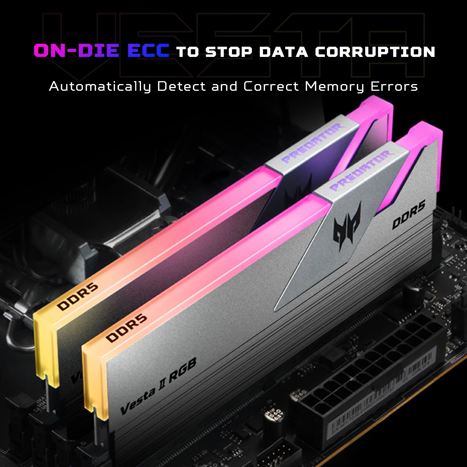 ACER PREDATOR Vesta II RGB DDR5 RAM Memory 32GB(2x16GB) 6000MHz, CL28, Gaming Computer Memory Compatible with XMP 3.0/AMD EXPO