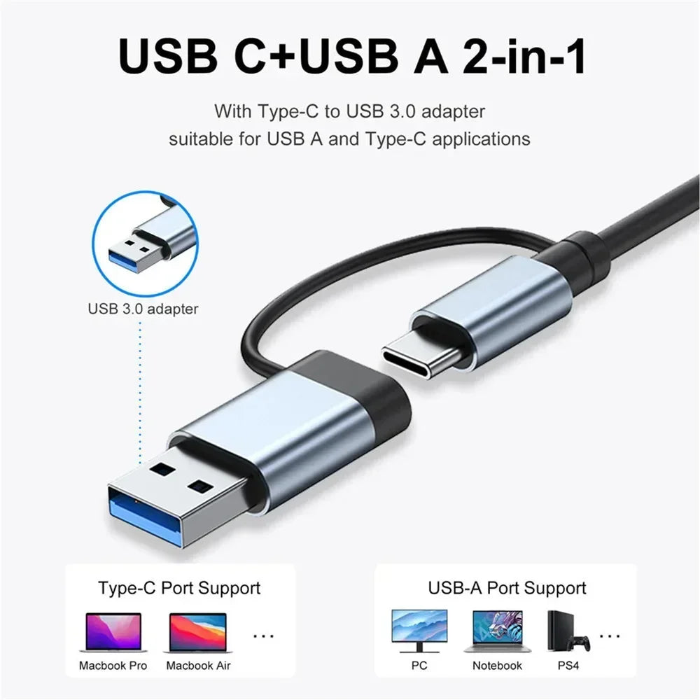 HUB USB 3.0 de 5Gbps, HUB USB C, Estación de Acoplamiento USB C, Transmisión de Alta Velocidad, Adaptador OTG Splitter, HUB TIPO C para Laptop Macbook