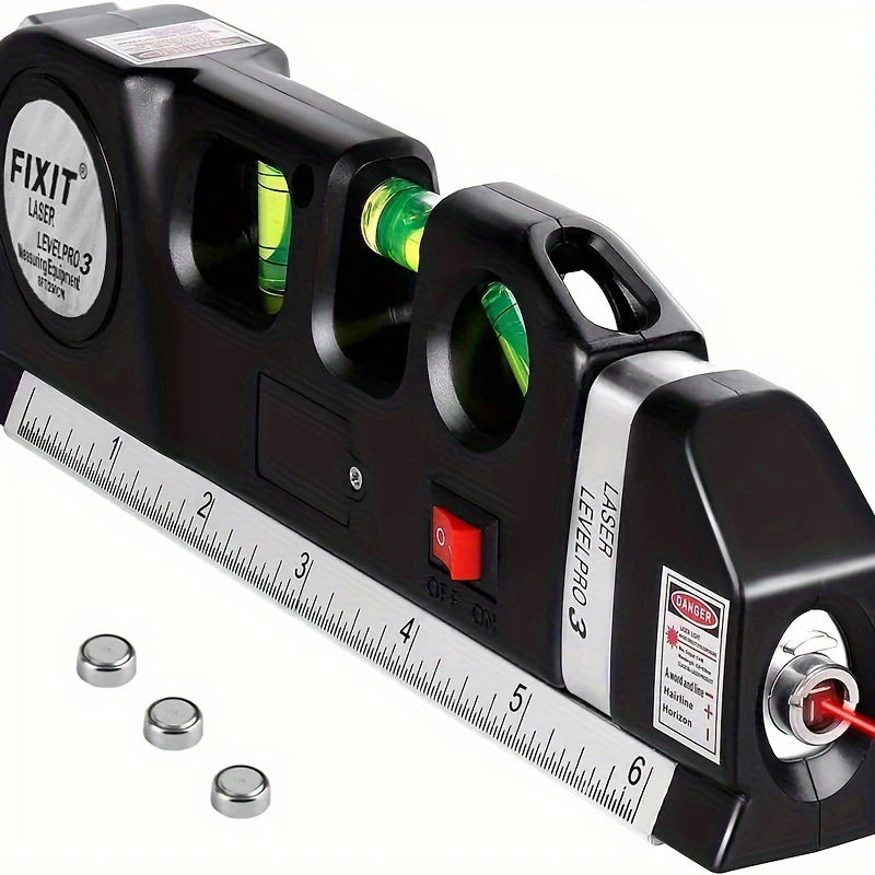 HOMEFISH Easy to Use Laser Level Line Tool Multipurpose Laser Level Kit Standard Cross Line Lase 8 Feet Measure Tape Ruler