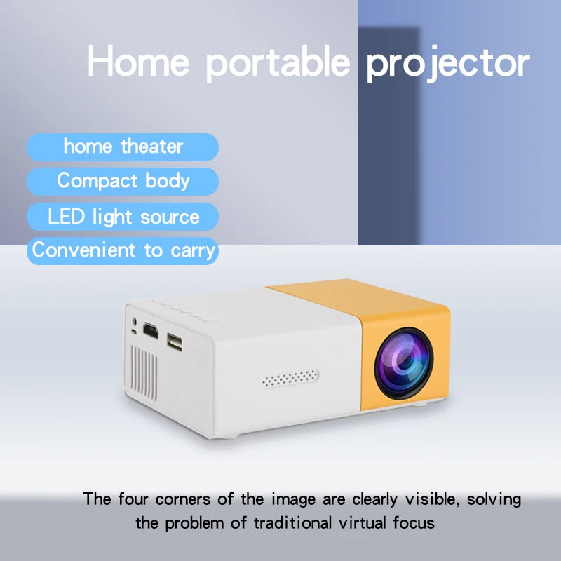 El mini proyector portátil HD YG300 es adecuado para el hogar, exteriores y proyectores portátiles, y es compatible con enlaces USB, HDMI y tarjetas SD.