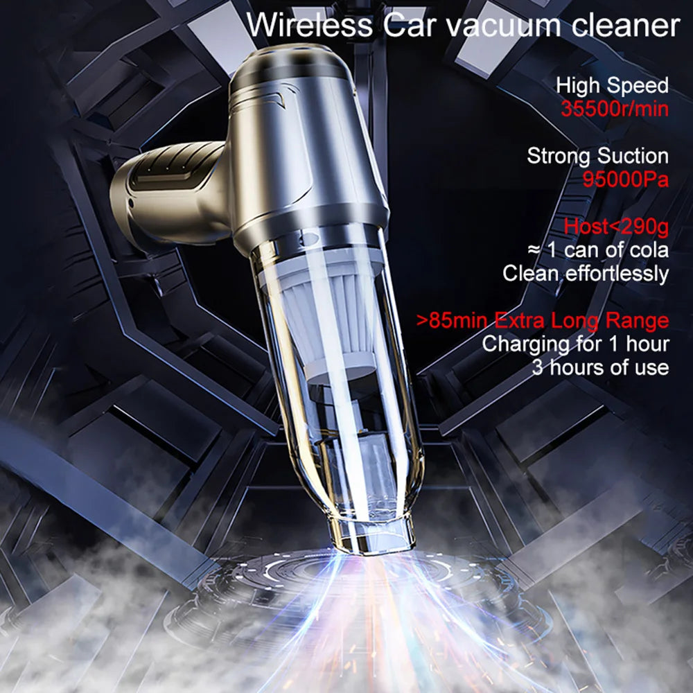95000PA Car Vacuum Cleaner Strong Suction Vacuum Cleaner 2in1 for Car Home Wireless Portable Handheld Vacuum Cleaner Blower