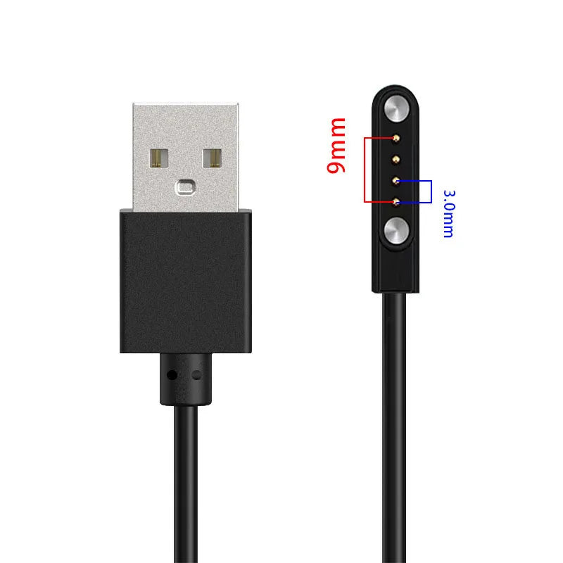 Adaptador de cargador de base de Smartwatch de 2 pines y 4 pines Cable de carga USB para accesorios de carga de reloj inteligente para adultos/niños