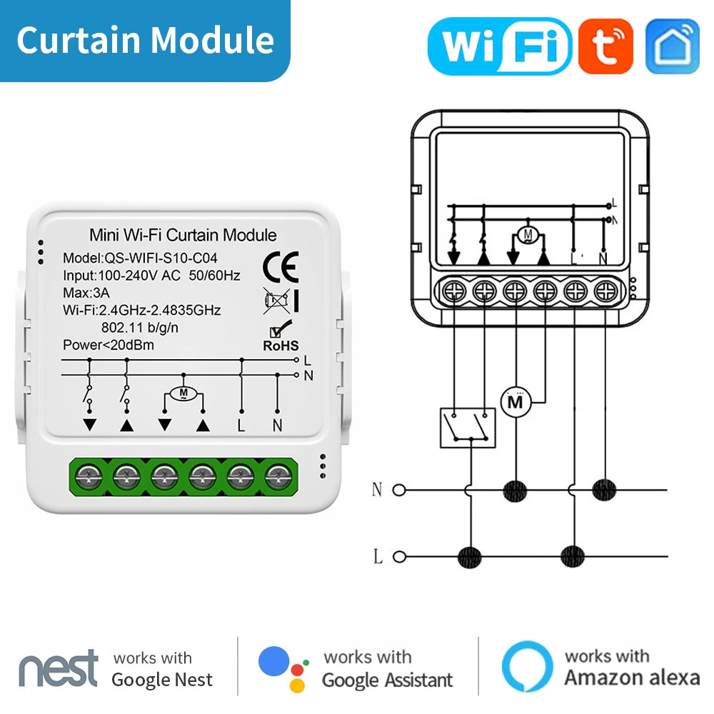 TNCE Tuya Switch Light Curtain Dimmer WIFI Zigbee, Smart DIY MINI Module, Roller Blinds Shutter Breaker, voice alexa google home