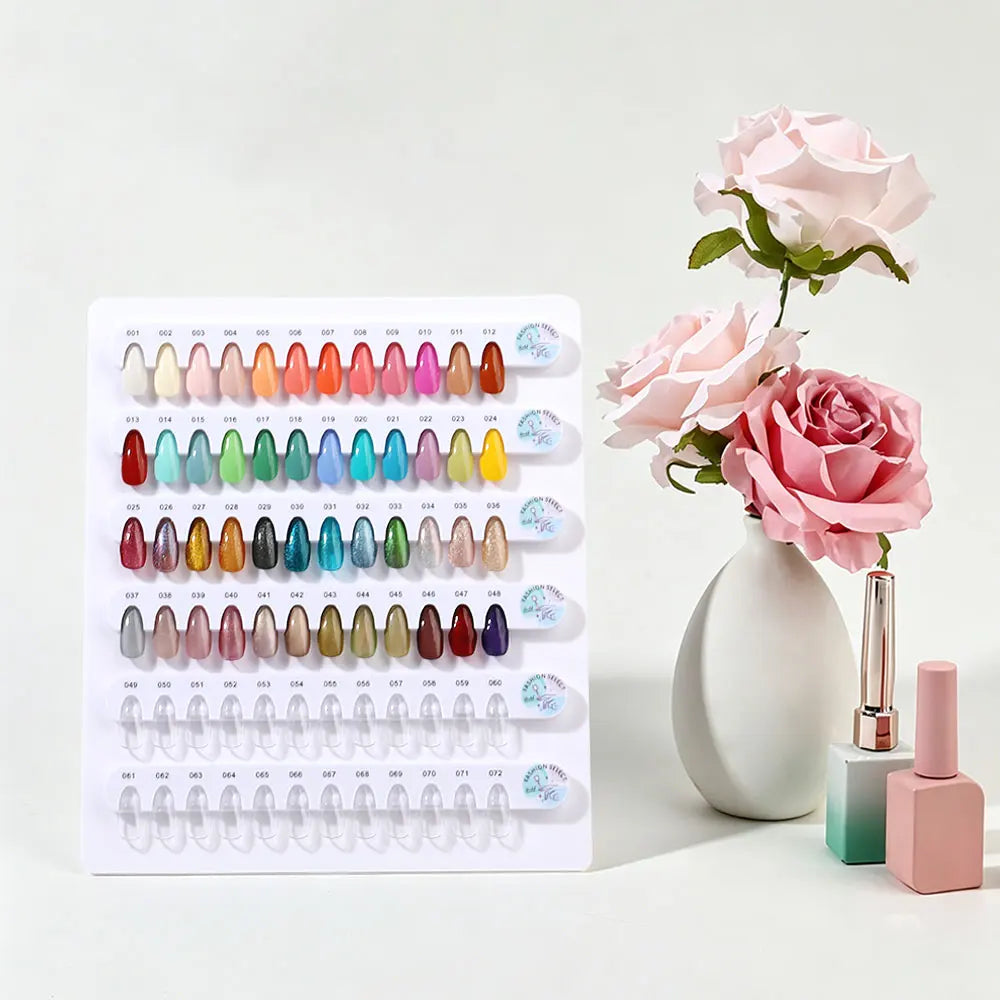 72 color nail color display board, gel polishing rack color display rack, with false nail tips and digital stickers, nail salon