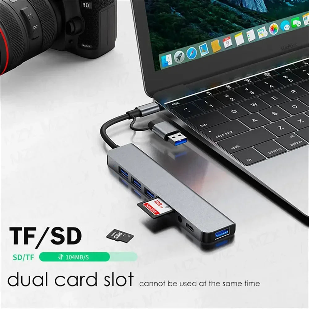 HUB USB 3.0 de 5Gbps, HUB USB C, Estación de Acoplamiento USB C, Transmisión de Alta Velocidad, Adaptador OTG Splitter, HUB TIPO C para Laptop Macbook