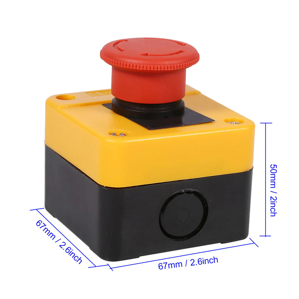 1 unidad de botón de parada de emergencia de 660 V 10 A, carcasa de plástico, botón pulsador de emergencia con señal roja, nuevo interruptor de seta