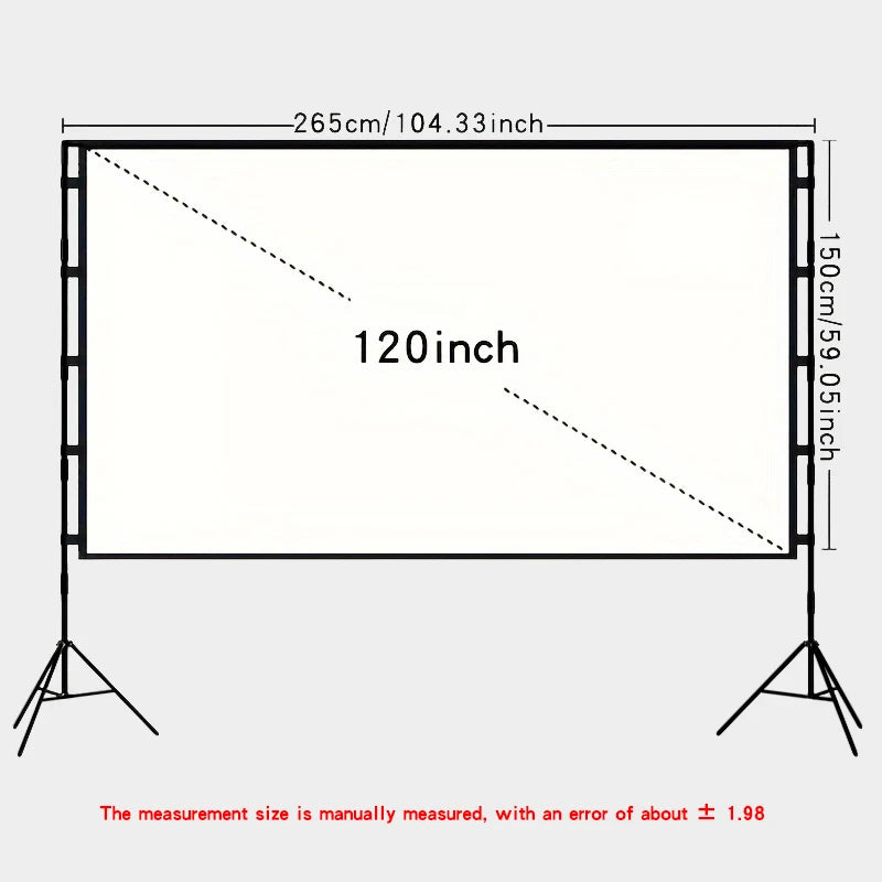 Double triangular bracket projection screen, more stable and not afraid of wind, easy to install, with storage bag