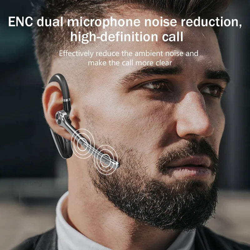 Auriculares inalámbricos con micrófono dual, auriculares Bluetooth ENC con cancelación de ruido, manos libres, auriculares de negocios para conducir