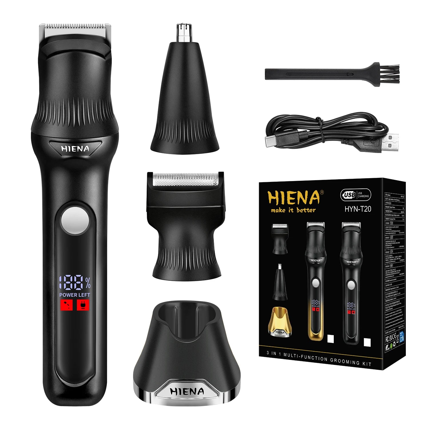 Professional Beard Hair Trimmer For Men Electric Razor and Sideburn Trimmer for Men Rechargeable USB with Display Body Beard