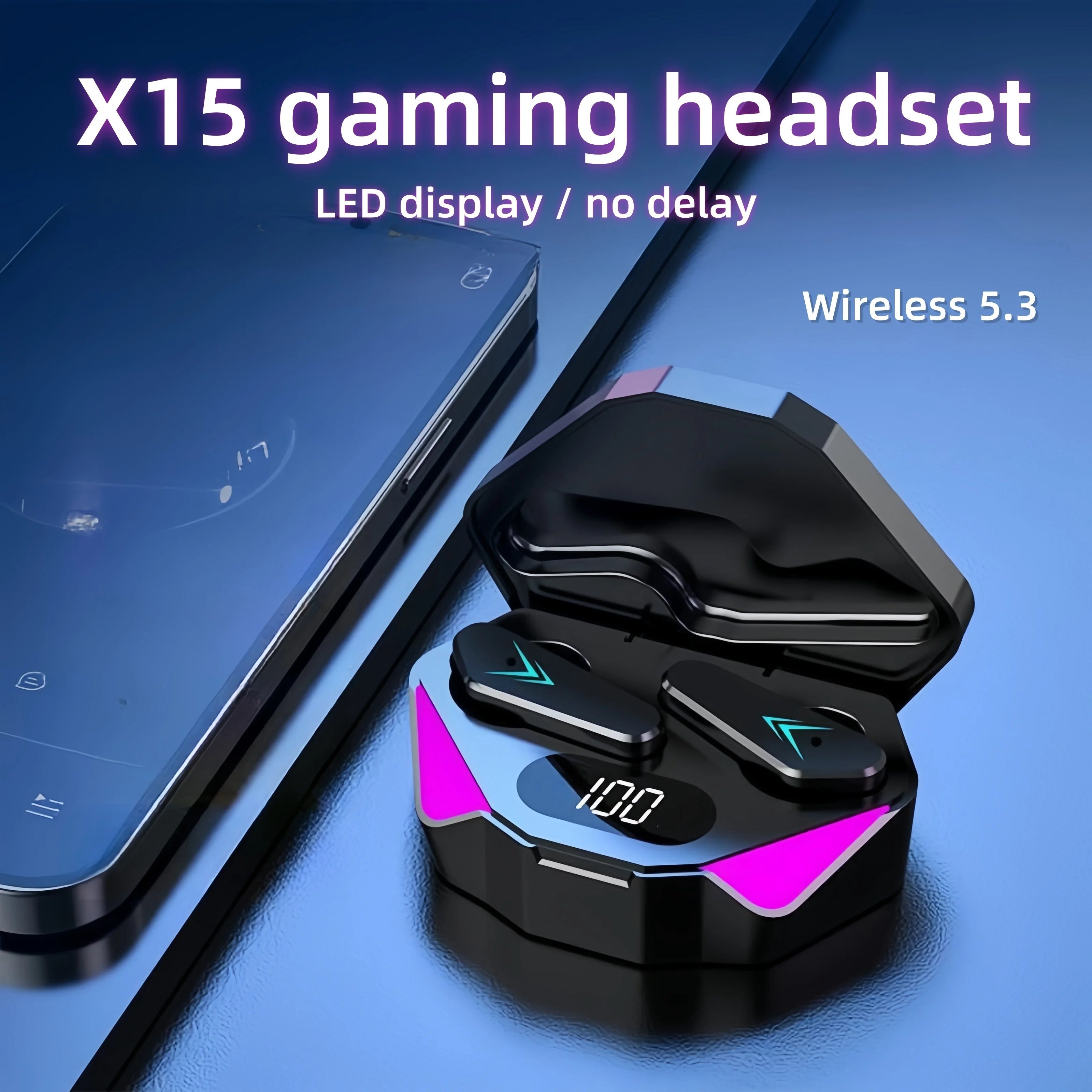 Auriculares inalámbricos Bluetooth X15 TWS con pantalla LED, auriculares para juegos con micrófono, audífonos inalámbricos con cancelación de ruido Bluetooth.