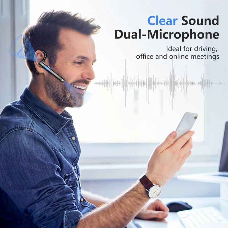 Auriculares inalámbricos con micrófono, audífonos Bluetooth con cancelación de ruido ENC, manos libres para negocios, conducción