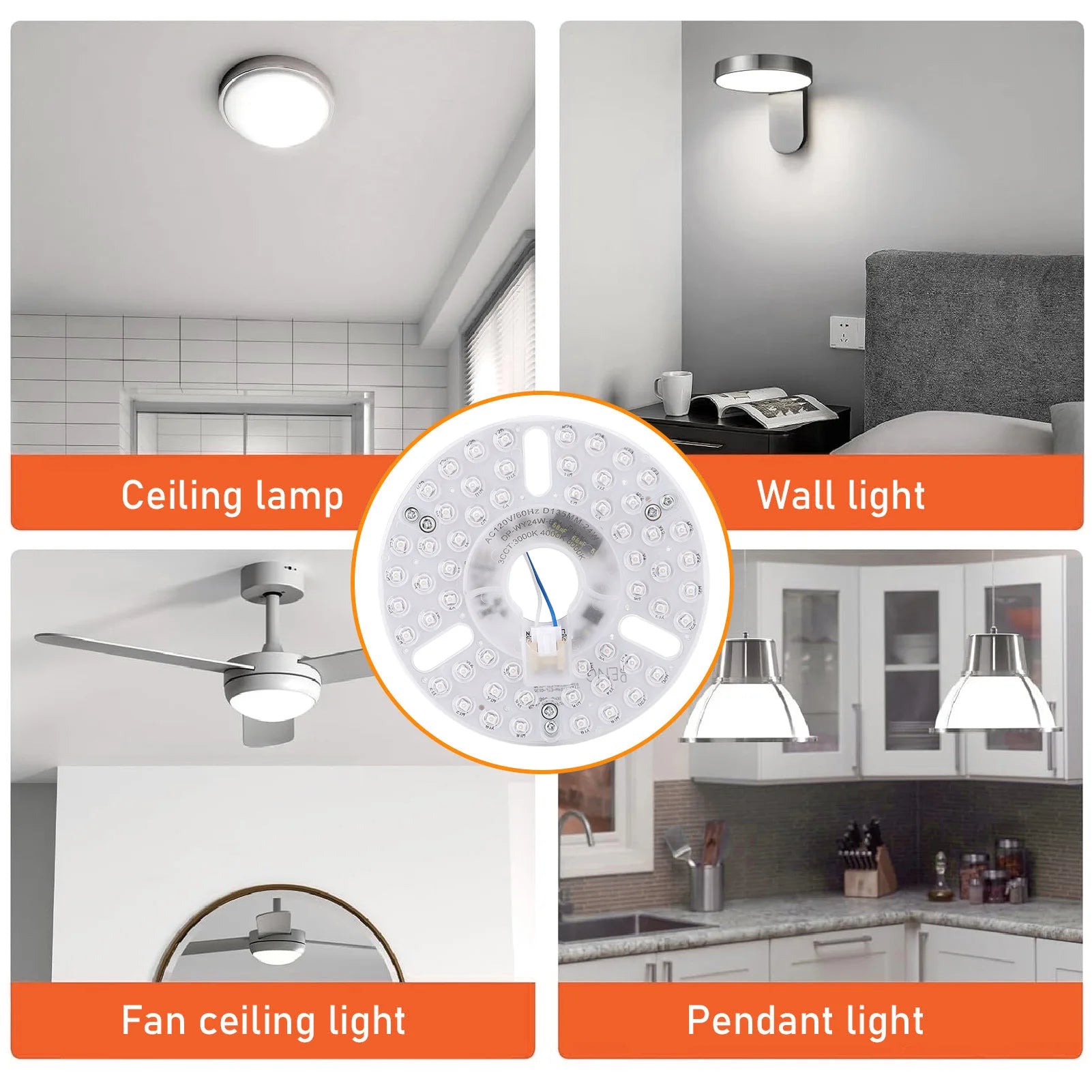 5.3 Inch Ceiling Fan LED Light Replacement 24W 3CCT Dimmable Magnetic LED Fan Light Board Panel Retrofit Light with Memory