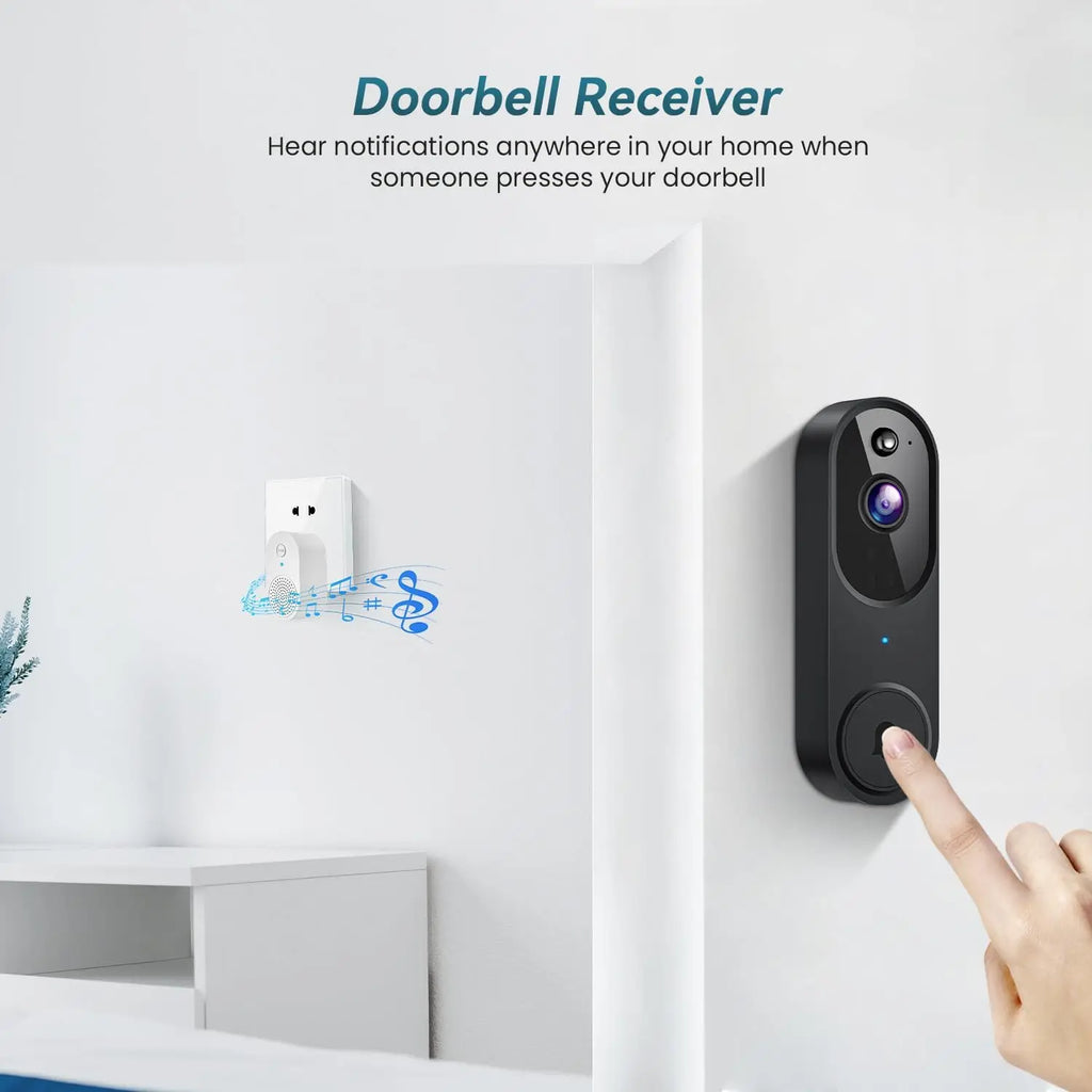 Cámara de vídeo inalámbrica para timbre con audio bidireccional, detección de movimiento por IA, visión nocturna, almacenamiento en la nube, Wi-Fi 2.4G
