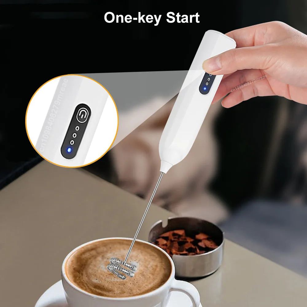 Espumador de leche inalámbrico, USB recargable, batidora giratoria automática eléctrica, espumador de leche de mano para café capuchino, máquina de crema.