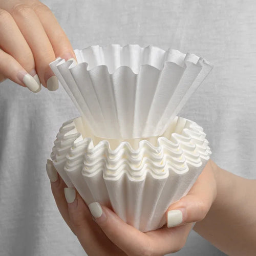 50 Tazas de Filtro de Café de Papel Kraft, Forma de Cuenco, para Goteo Manual, Corrugadas, Desechables, para Espresso