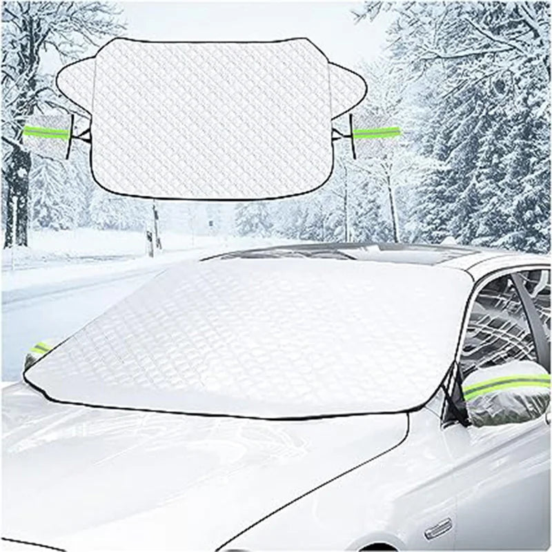 Cobertura de parabrisas para hielo y nieve, para nieve, hielo, rayos UV, protector de espejo, cubierta parasol cortavientos para coches, común a la mayoría de los coches