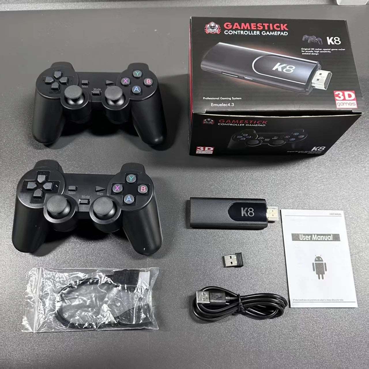 K8 Video Retro Game Console Dual Wireless Controller TV Game Stick 4K HD 20000 Retro Classical Games Retro Game player