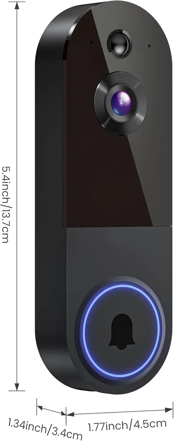 Cámara de vídeo para timbre inalámbrica Wi-Fi con visión nocturna, audio bidireccional, detección de movimiento por IA y almacenamiento en la nube