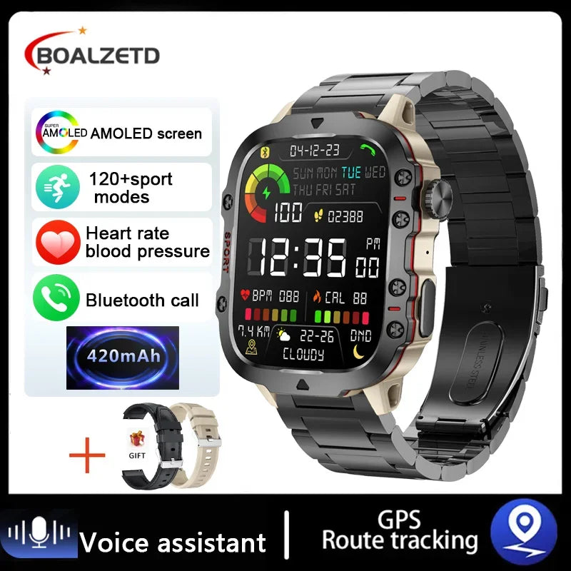 2026 New GPS Outdoor Sports Smart Watch Men Compass barometer Bluetooth call Health Monitoring Smartwatch For IOS Android Gift