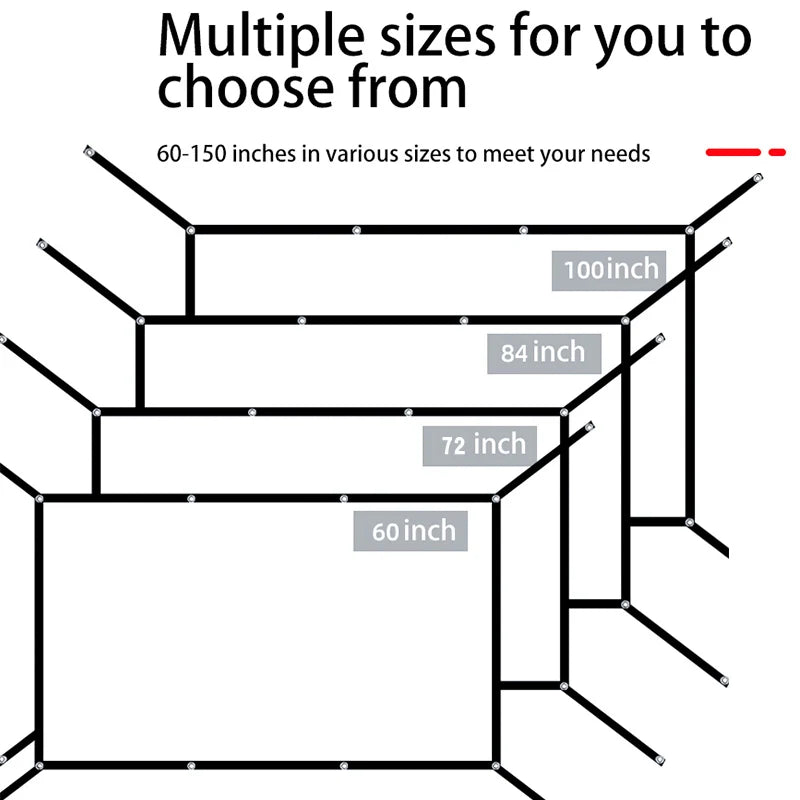 60-150 inch wall mounted foldable projection screen, simple home theater projection screen - extended version